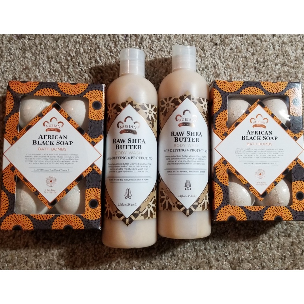 Nubian Heritage Natural Raw Shea Butter Body Wash & Bath Bombs